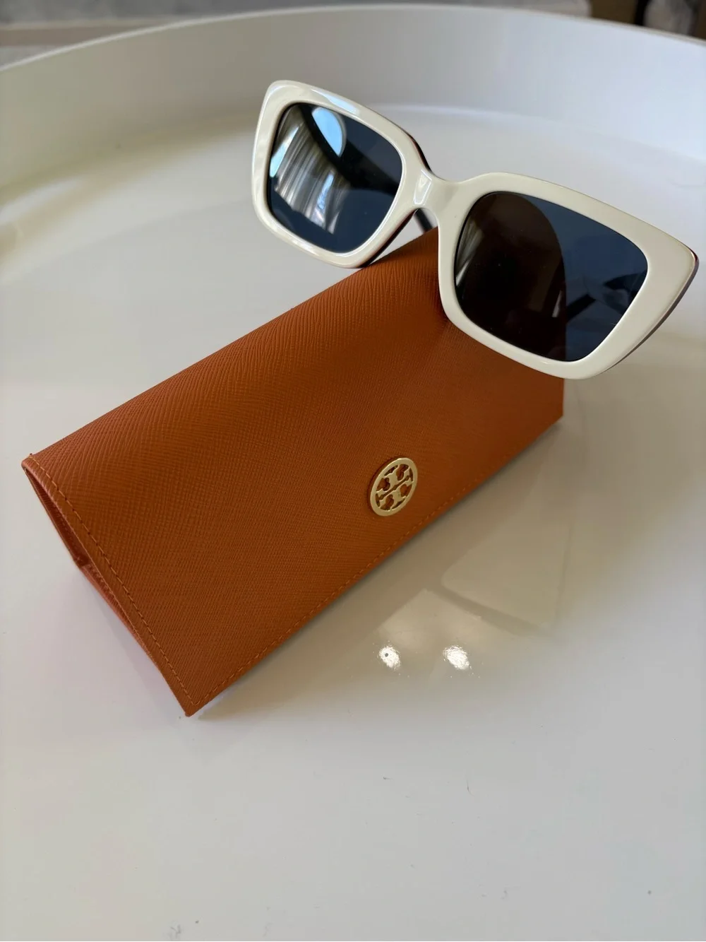 Tory Burch TY7190U Ivory Red Blue Trilayer Sunglasses NWT w/ Case